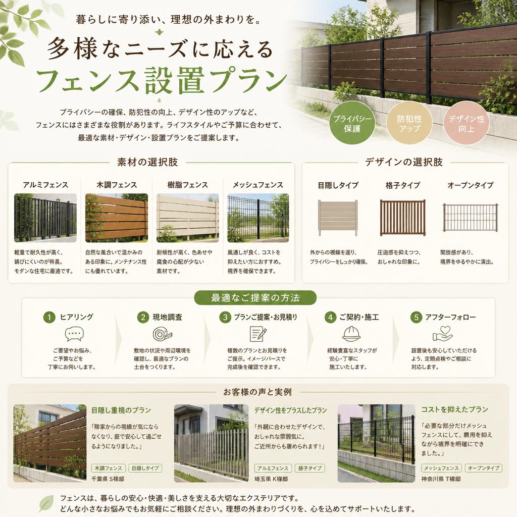 お客様のニーズに応えるフェンス設置