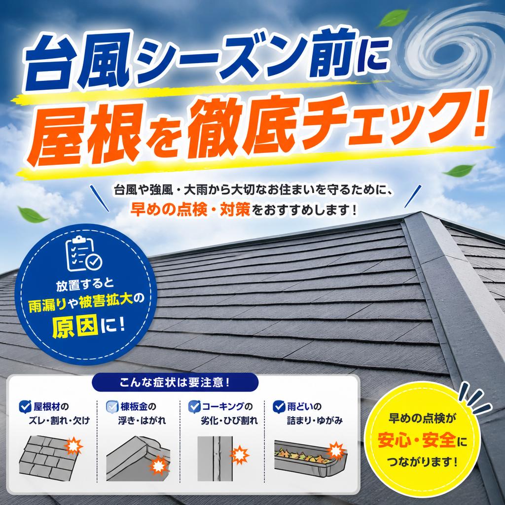 台風シーズン前に屋根を徹底チェック！