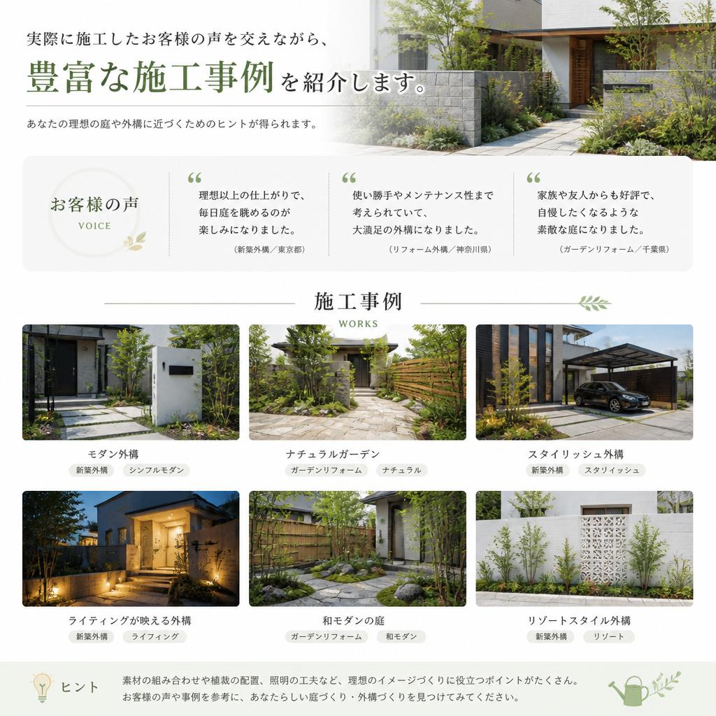 お客様の声と施工事例