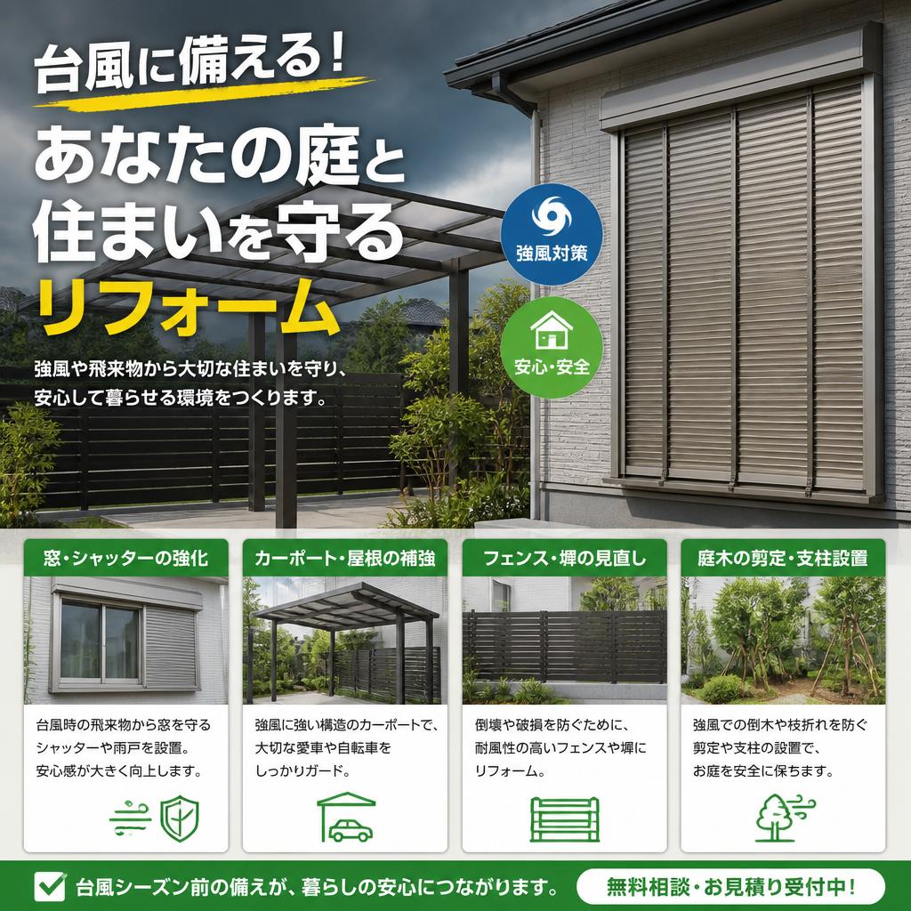 台風に備える！あなたの庭と住まいを守るリフォーム
