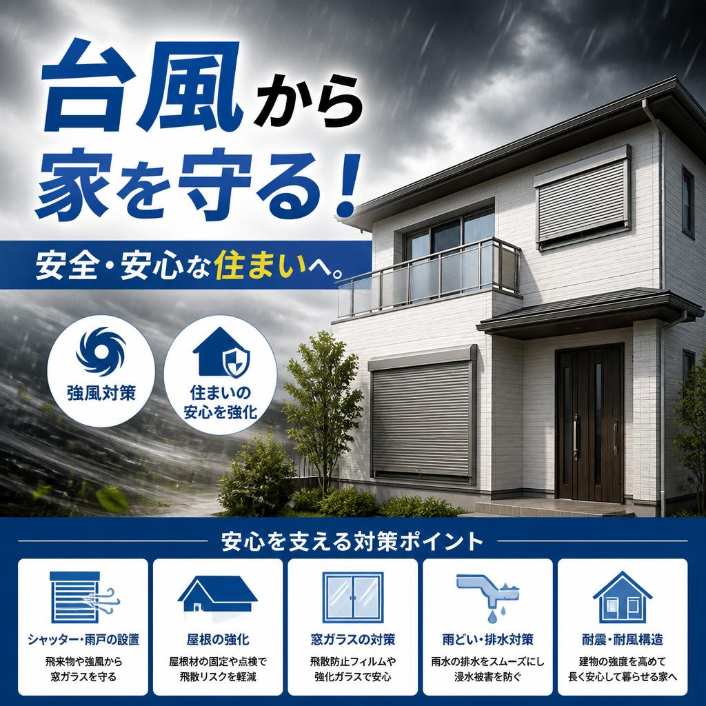 台風から家を守る！安全・安心な住まいへ。