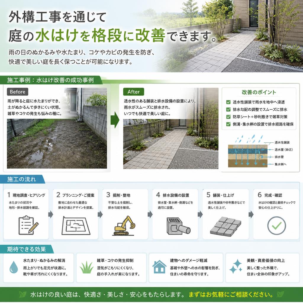 外構工事による水はけ改善