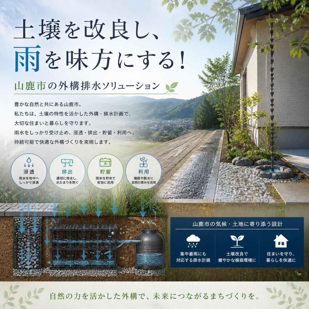 土壌を改良し、雨を味方にする！山鹿市の外構排水ソリューション
