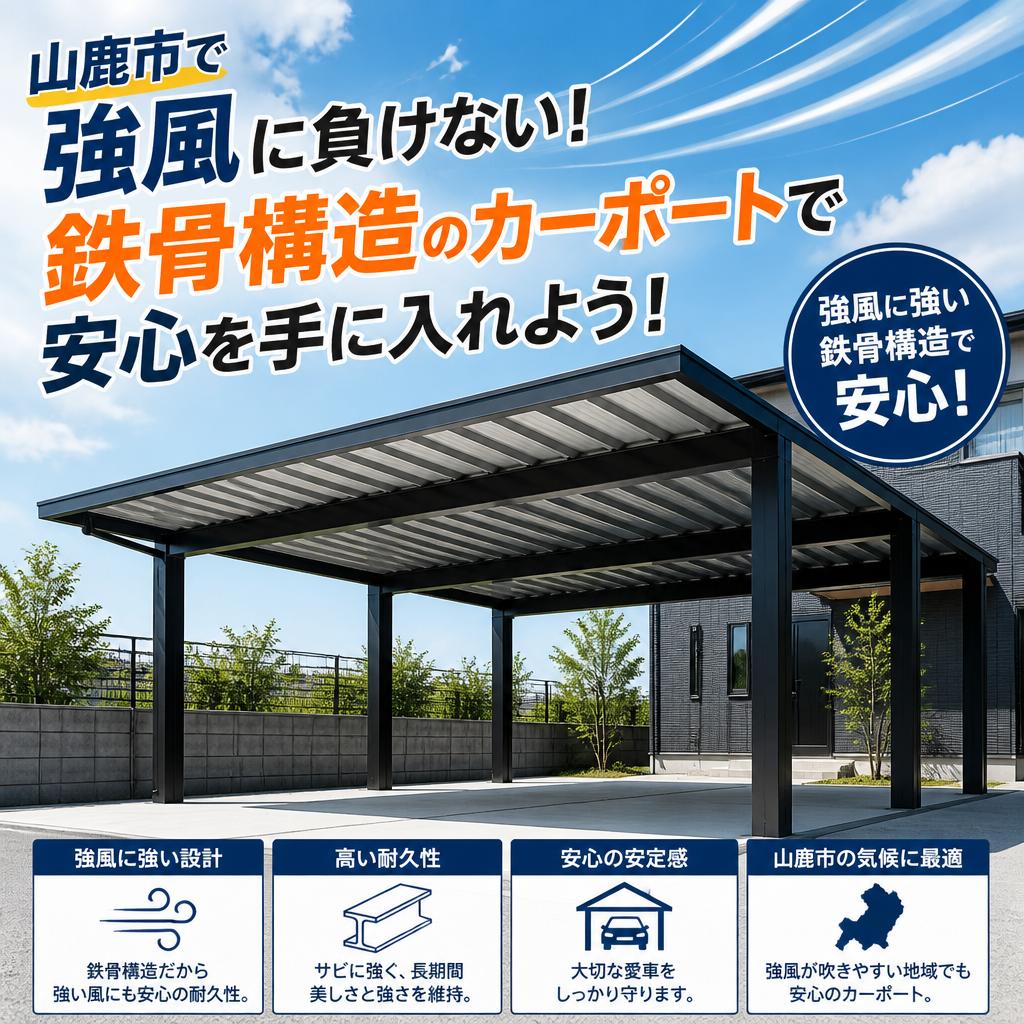 山鹿市で強風に負けない！鉄骨構造のカーポートで安心を手に入れよう！