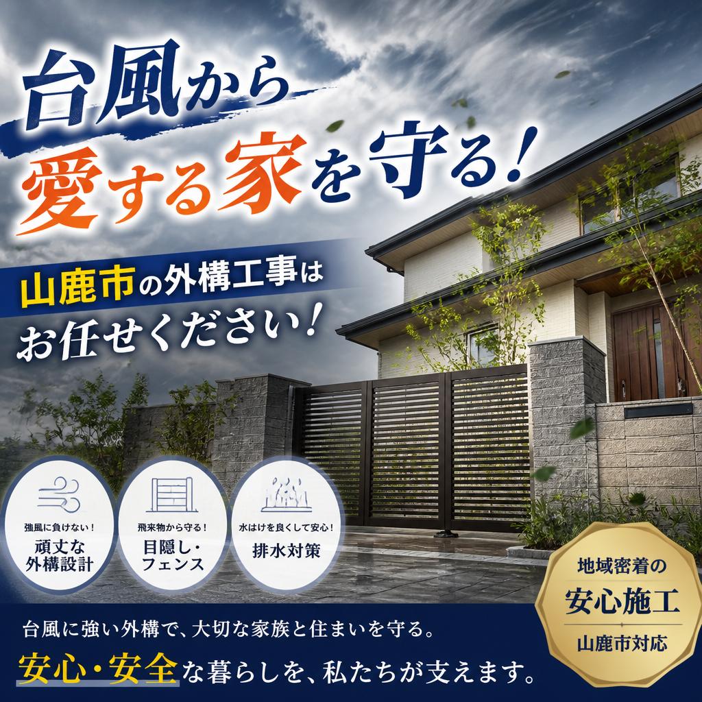 台風から愛する家を守る！山鹿市の外構工事はお任せください！