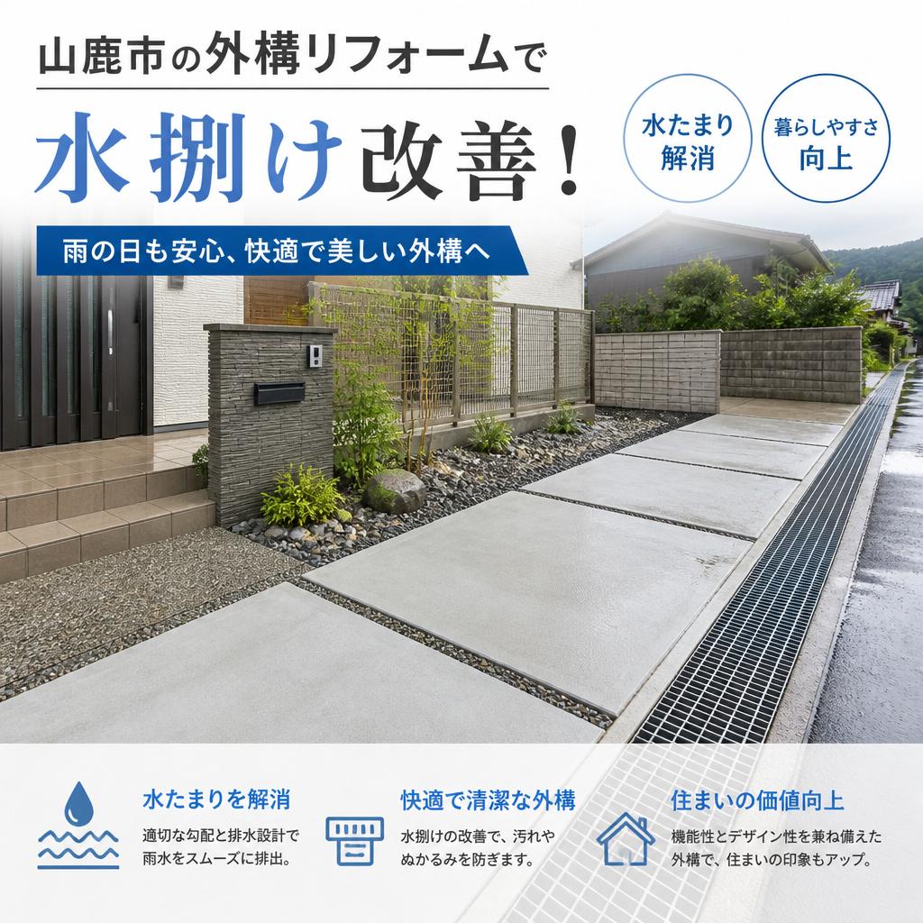 山鹿市の外構リフォームで水捌け改善！