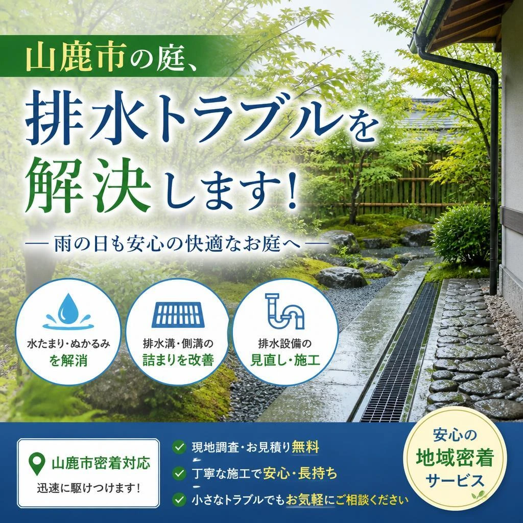 山鹿市の庭、排水トラブルを解決します！