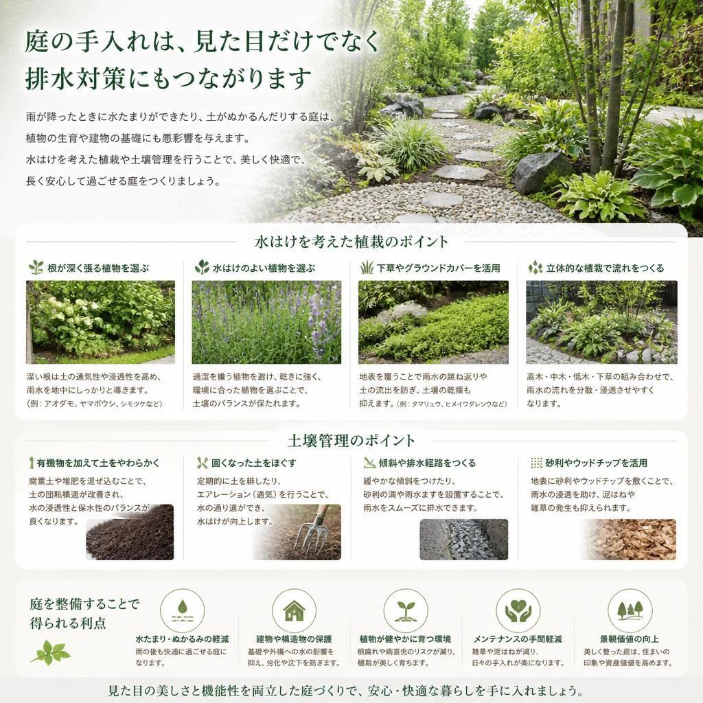 庭の手入れと排水問題の関係性
