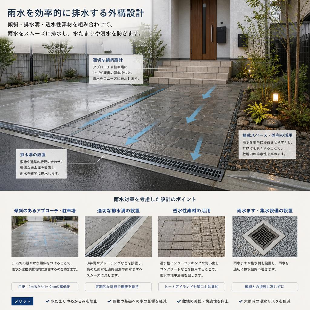 雨水の流れを考えた設計
